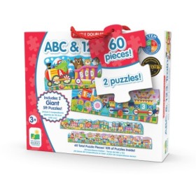 Set STEM 2 puzzle-uri mari Trenul urias cu numere si litere engleza 60 piese 152.4 cm lungime 3-6 ani